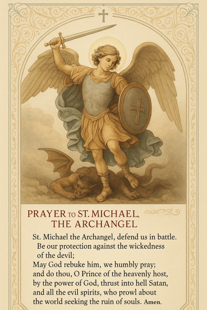 Prayer to St. Michael the Archangel for Protection - Printable Catholic Prayer Card"