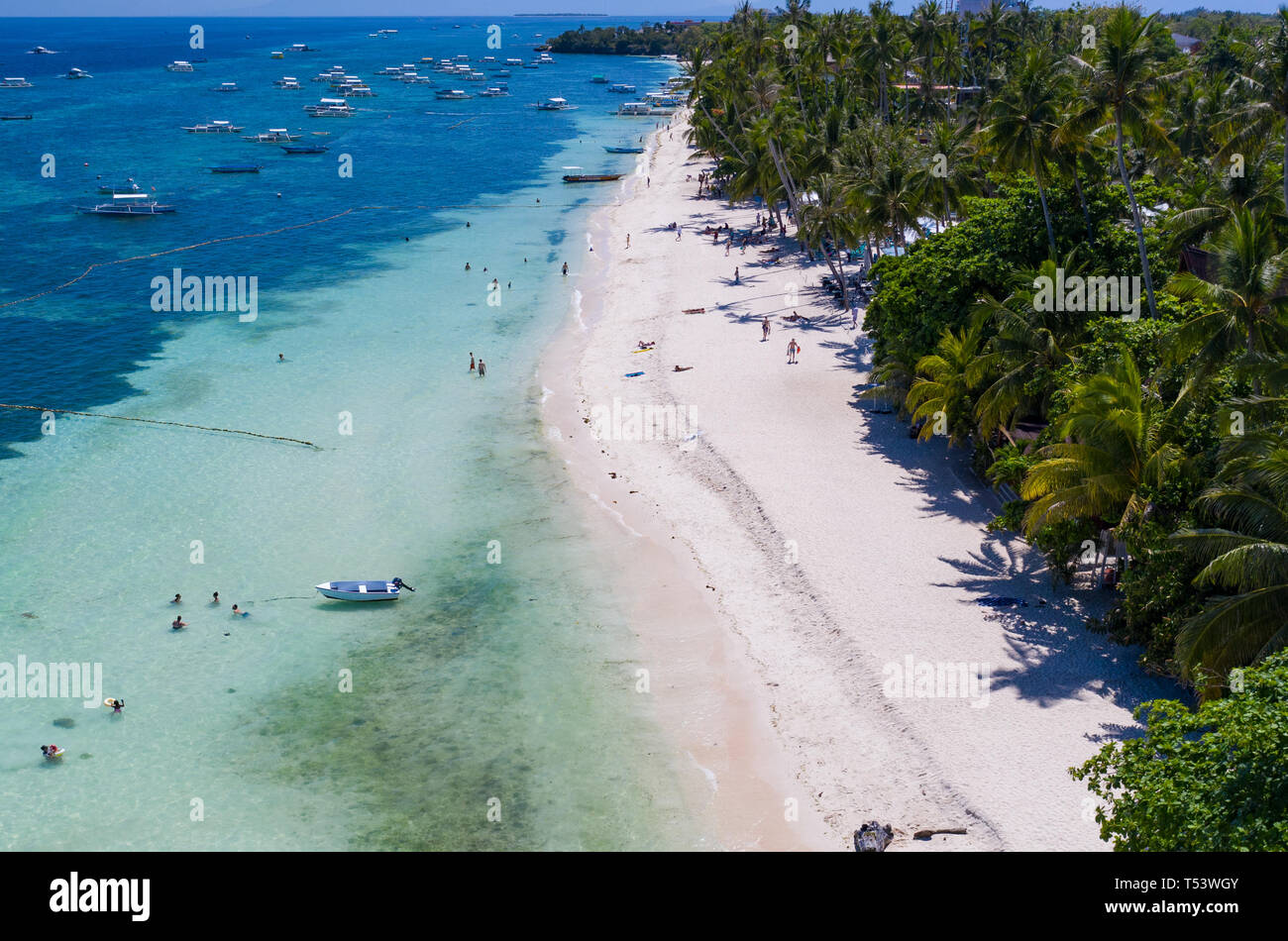 Aerial view of Alona Beach on Panglao Island, Bohol